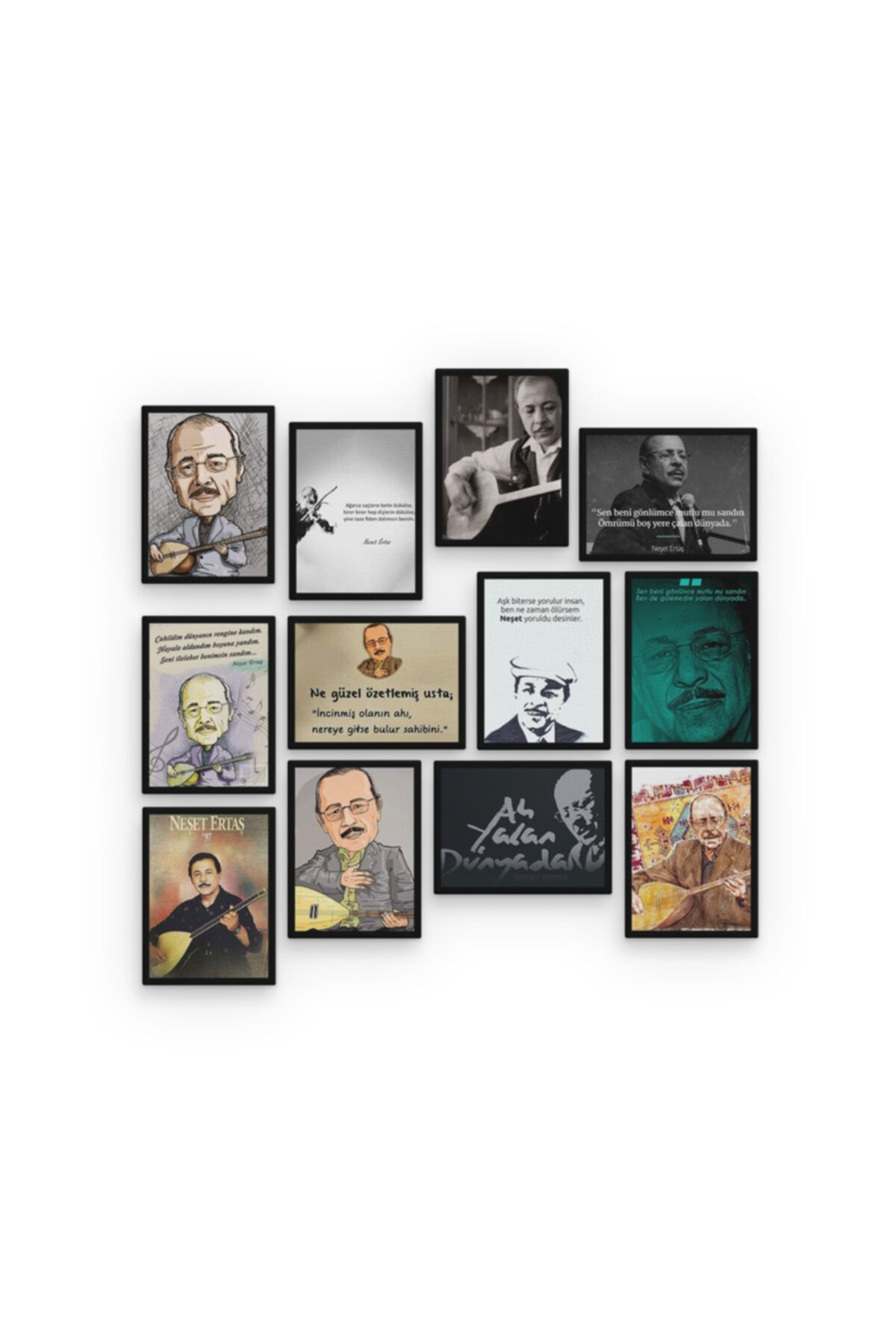 Neşet Ertaş 12 Parça Ahşap Mdf Tablo Zlltb430