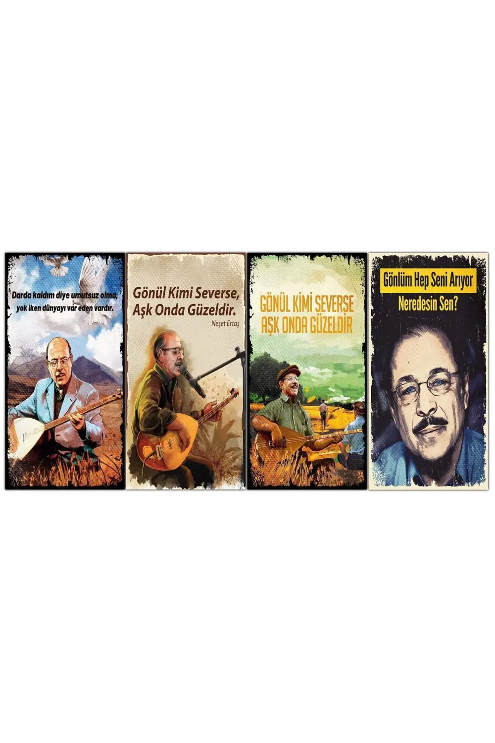 Neşet Ertaş 4lü set 10x20 arkası yapıştırmalı