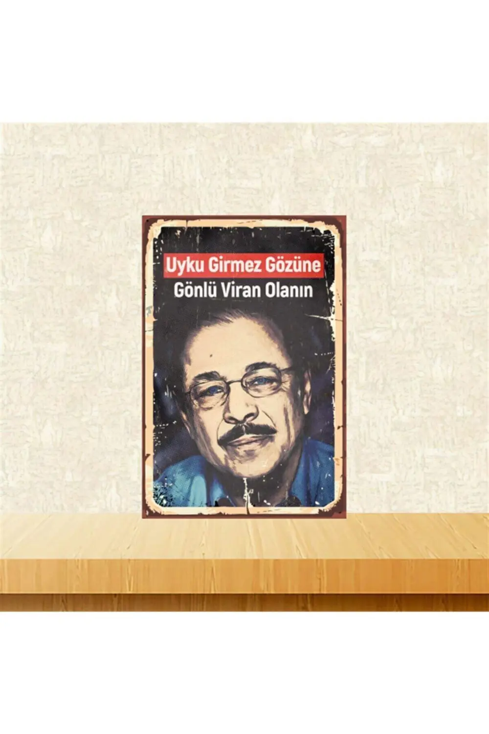 Neşet Ertaş Gönlü Viran Olanın 20-30 Cm Retro Ahşap Poster Tkfx44