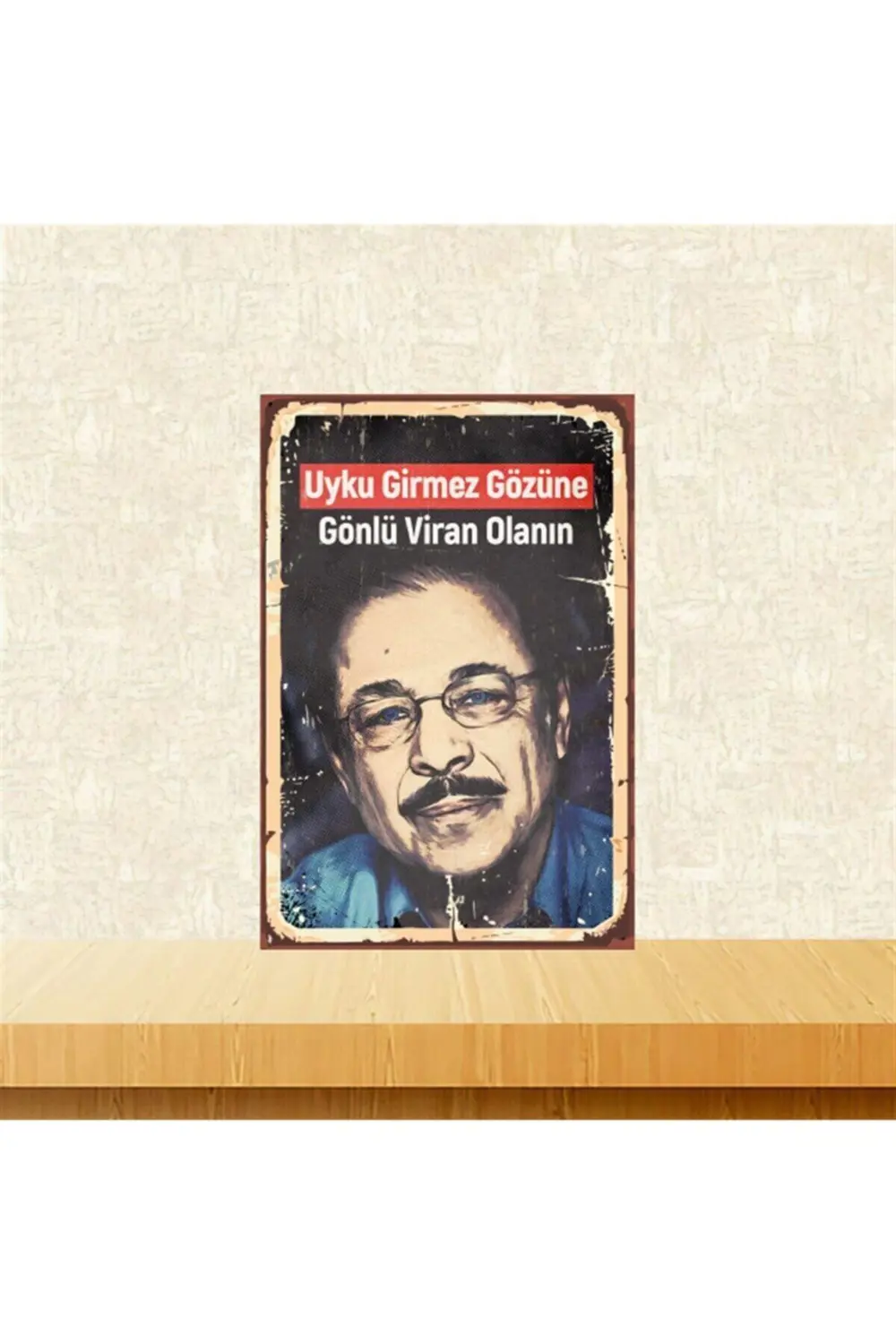 Neşet Ertaş Gönlü Viran Olanın 20-30 Cm Retro Ahşap Poster Tkfx44