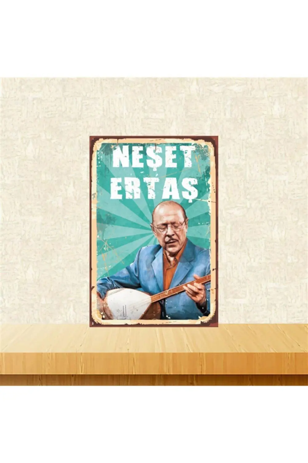 Neşet Ertaş Sazlı 20-30 Cm Retro Ahşap Tablo Tkfx4719