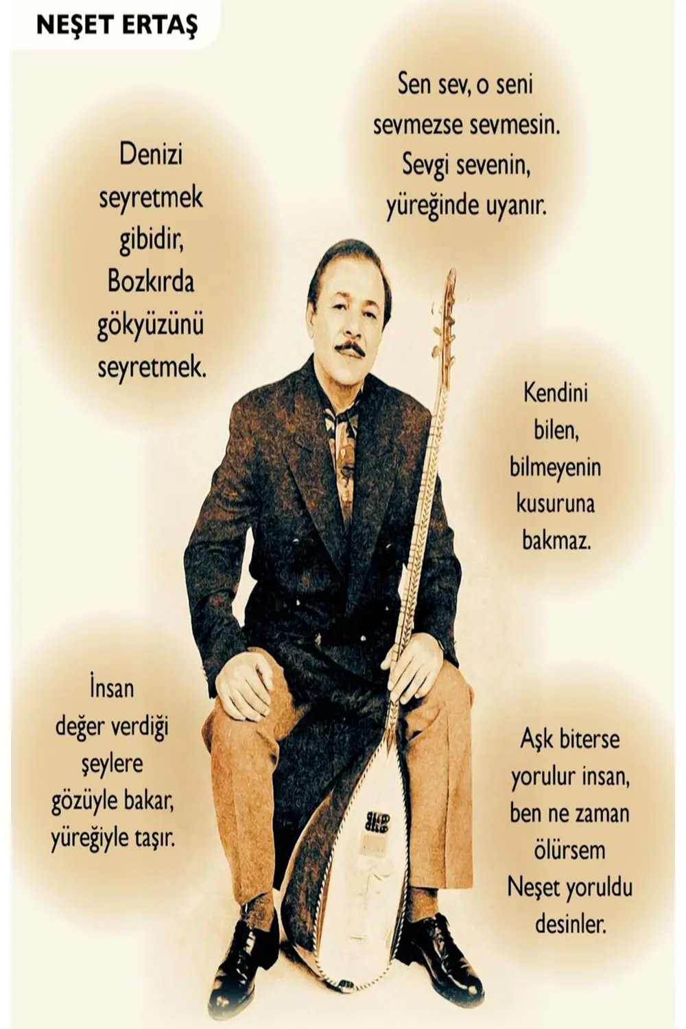 Neşet Ertaş Tasarımlı Ahşap Poster