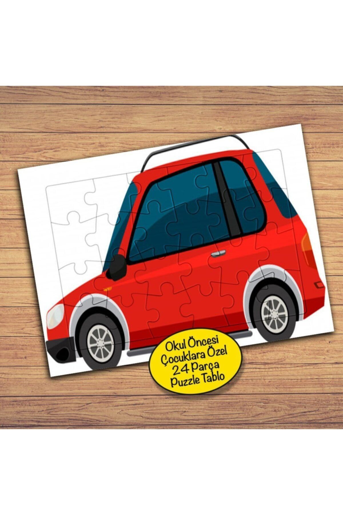 Cnpromosyon Nesne-Kırmızı Araba 24 Parça Çocuklara Özel Yapboz Tablo-24065