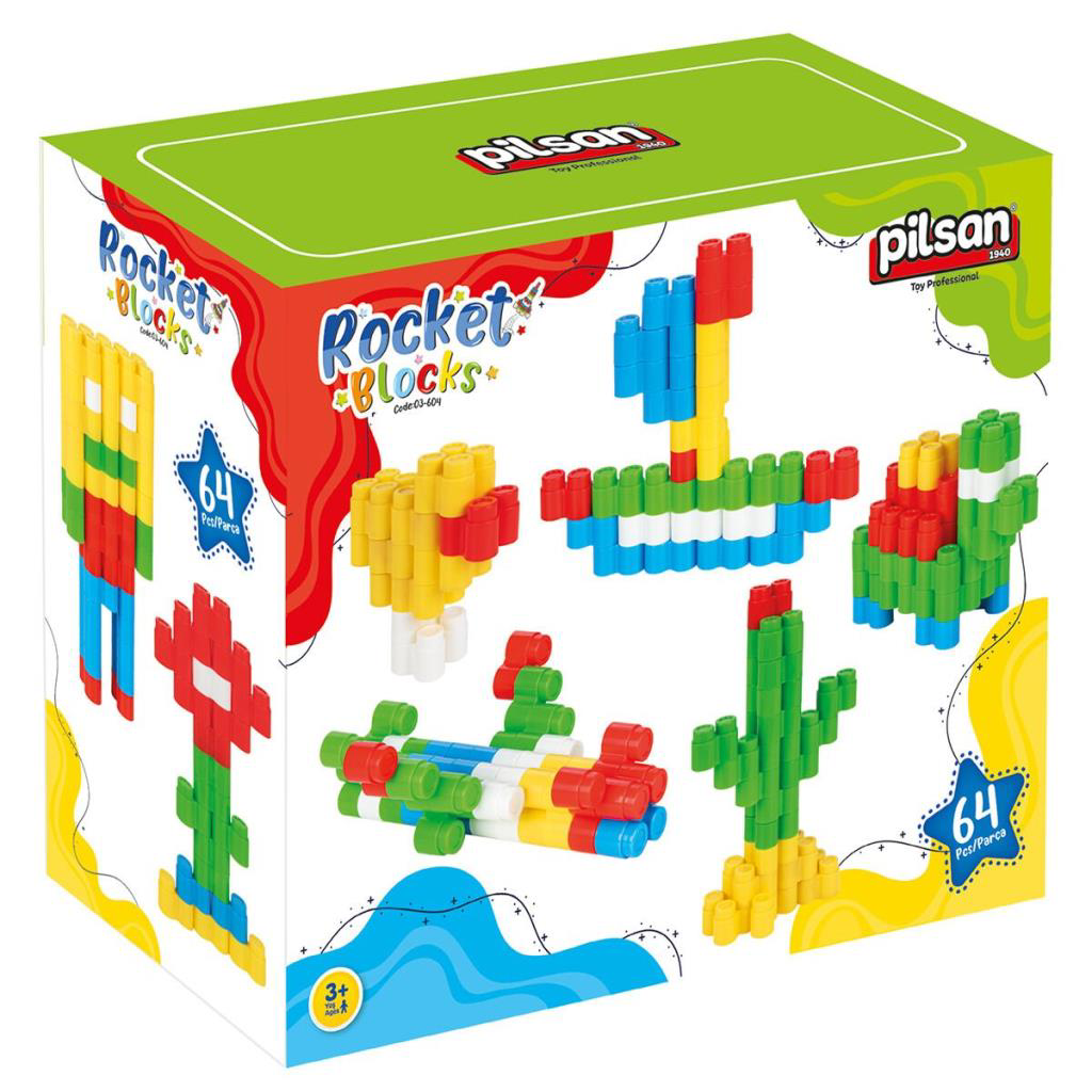 Just Cheap Store 03 604 Rocket Bloklar 64 Parça -Pilsan Oyuncak