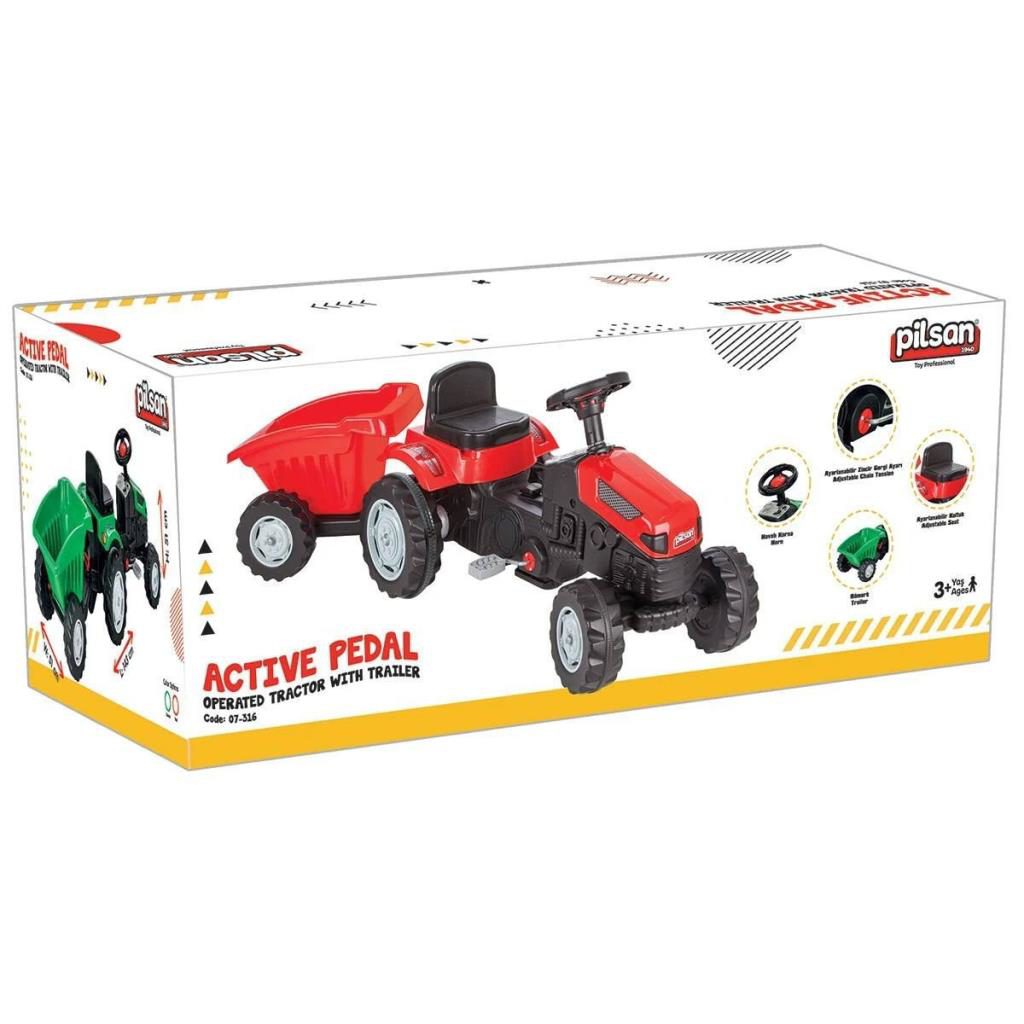 Nessiworld 07 316 Active Römorklu Traktör Pedallı Kırmızı -Pilsan Nessiworld 07 316 Active Römorklu Traktör Pedallı Kırmızı -Pilsan