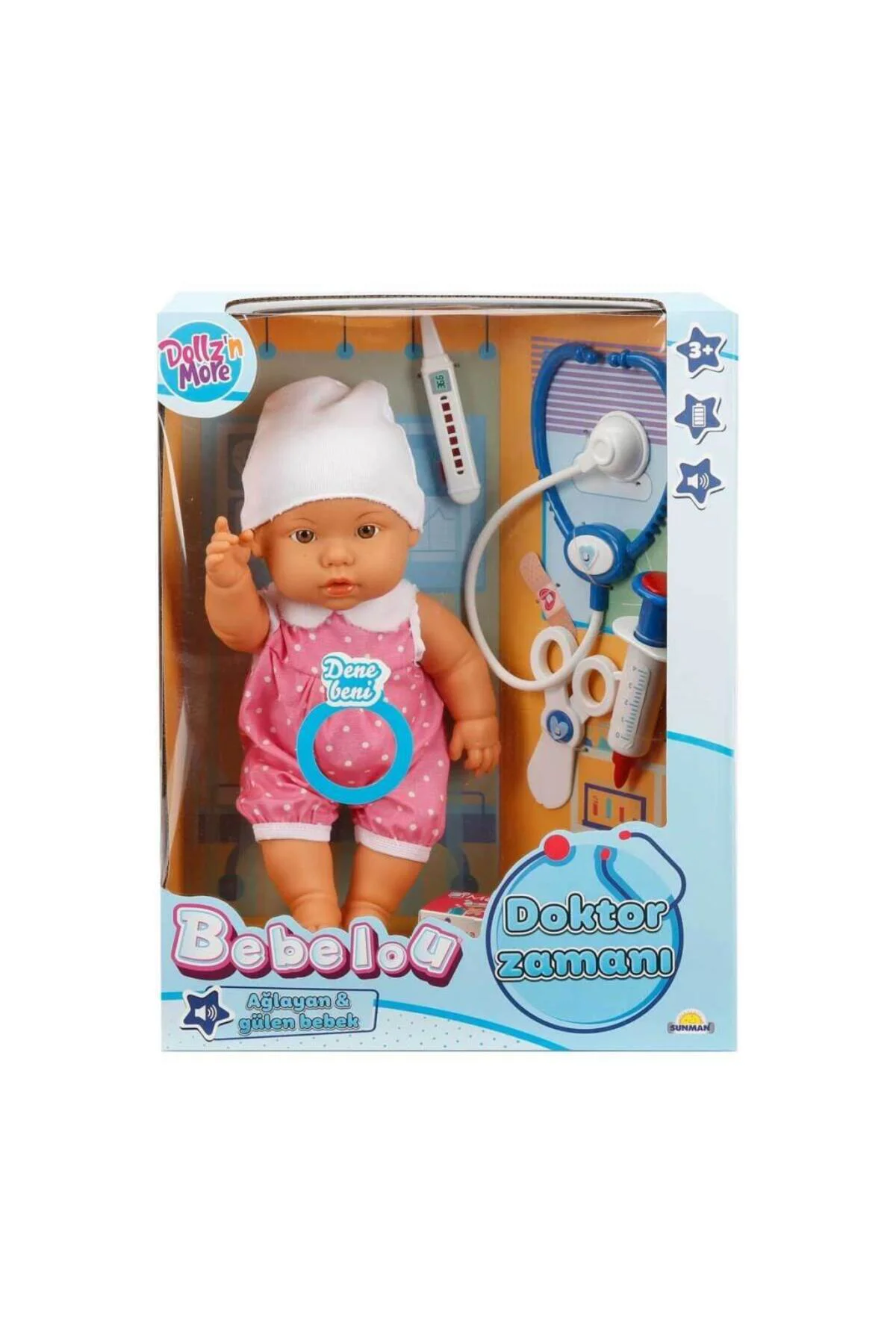 Nessiworld 30111 Bebelou Doktor Zamanı Sesli Bebek Seti 35 cm -Su