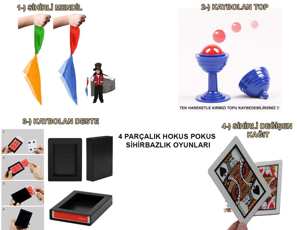 Nessiworld 4'lü Sihirbazlık Seti – Hokus Pokus Sihirli Nu Nessiworld 4'lü Sihirbazlık Seti – Hokus Pokus Sihirli Nu