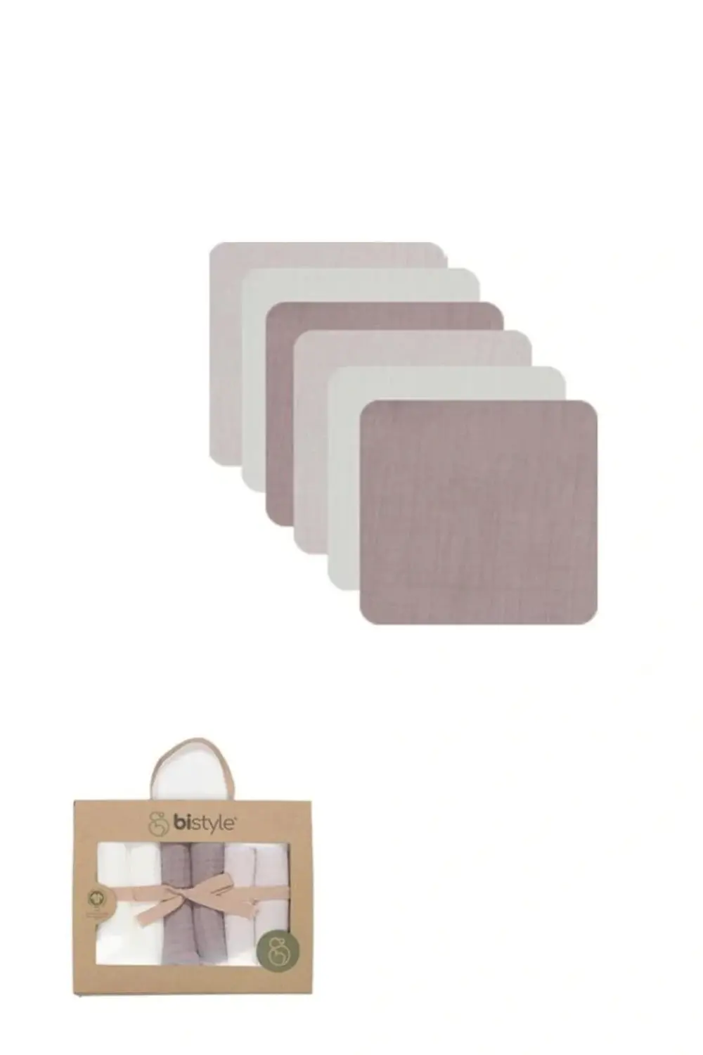 Nessiworld 6'lı Müslin Mendil 20x20 cm Taş Ekru Antrasit Genel Ku