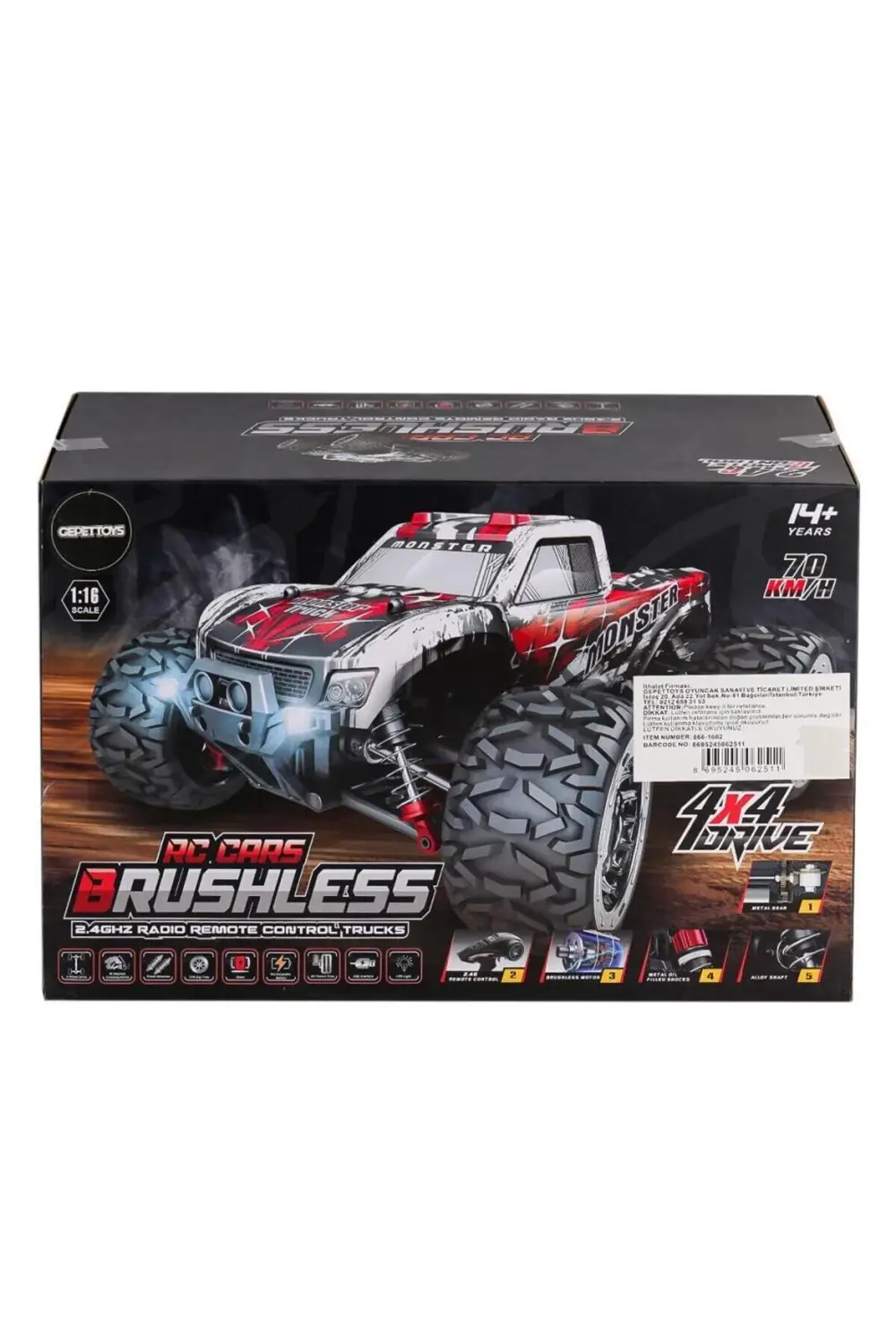 Nessiworld 866-1602 Kumandalı 1:16 70 km/h Brusless Araba 4x4