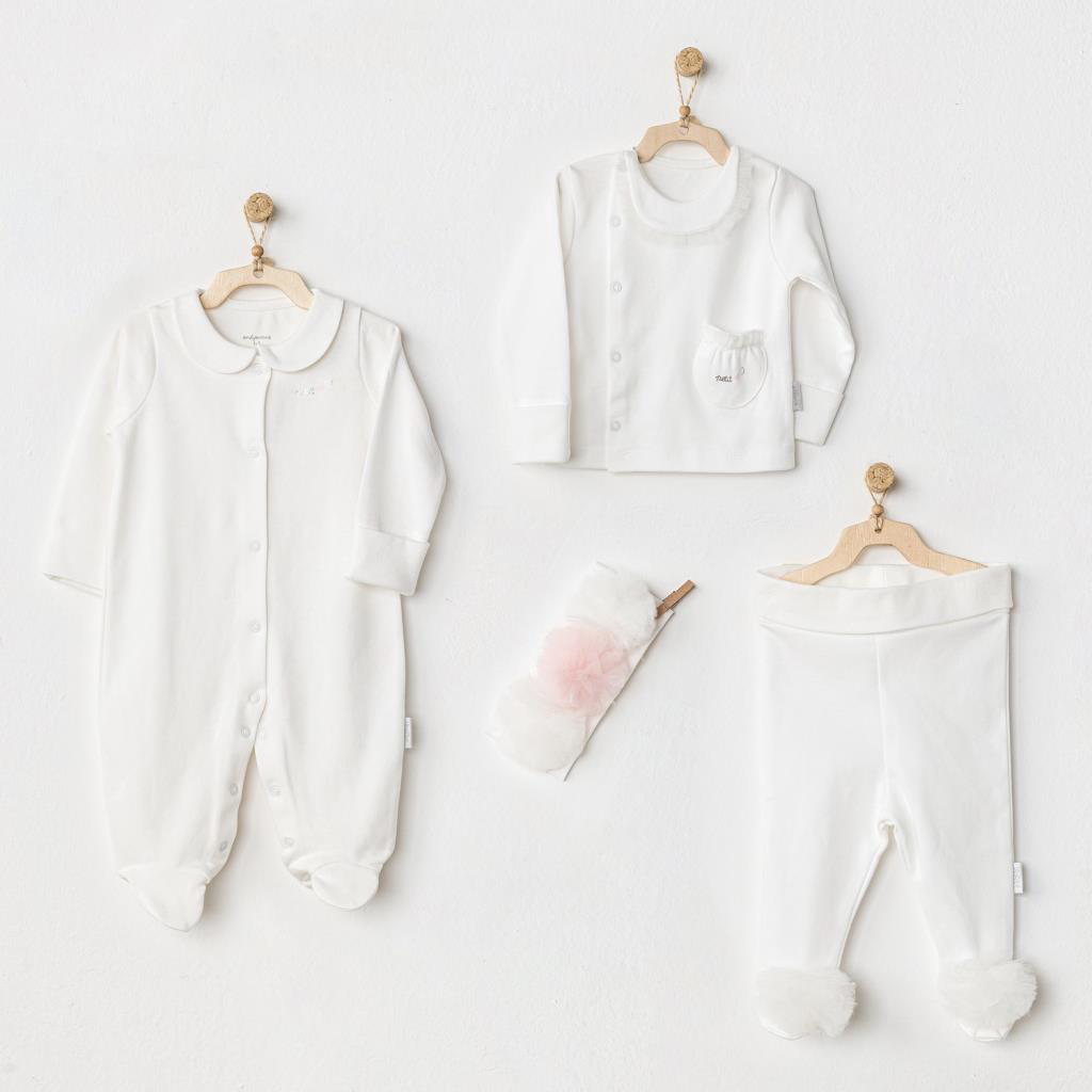 Nessiworld    AC24501 Petit Love Newborn Tüllü 4 Parça Set Ekru