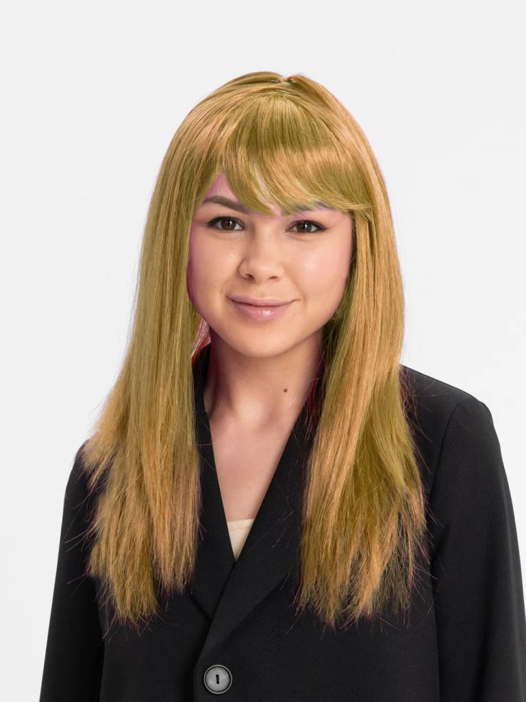 Nessiworld Altın Renk Düz Kesim İçi Astarlı Uzun Parti Peruğu Tak