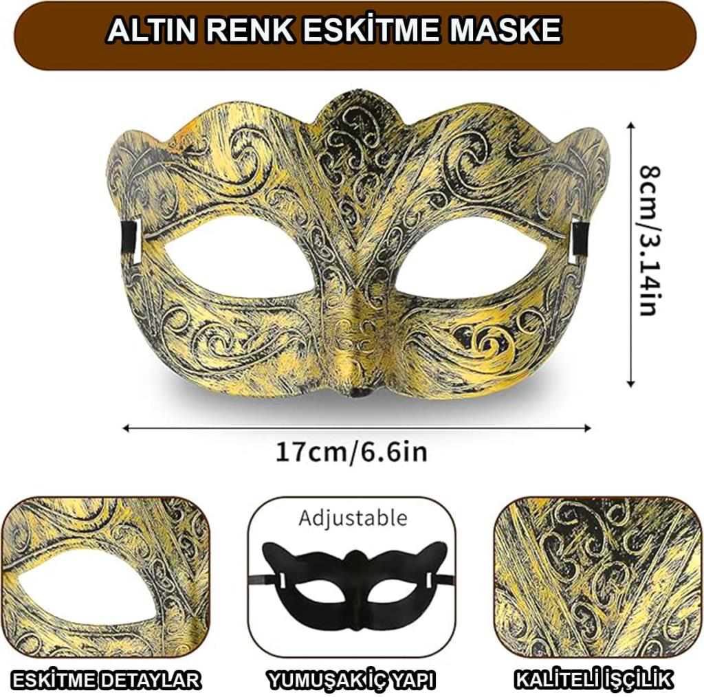 Nessiworld Altın Renk Eskitme Maskeli Balo Maskesi – Venedik Tarz Nessiworld Altın Renk Eskitme Maskeli Balo Maskesi – Venedik Tarz