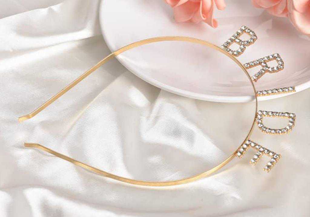 Nessiworld Altın Gold Renk Bekarlığa Veda Kristal Taş Bride Tacı 