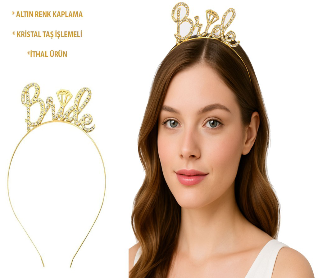 Nessiworld Altın Renkli Taşlı “Bride” Gelin Tacı – El Yazısı Yazı Nessiworld Altın Renkli Taşlı “Bride” Gelin Tacı – El Yazısı Yazı