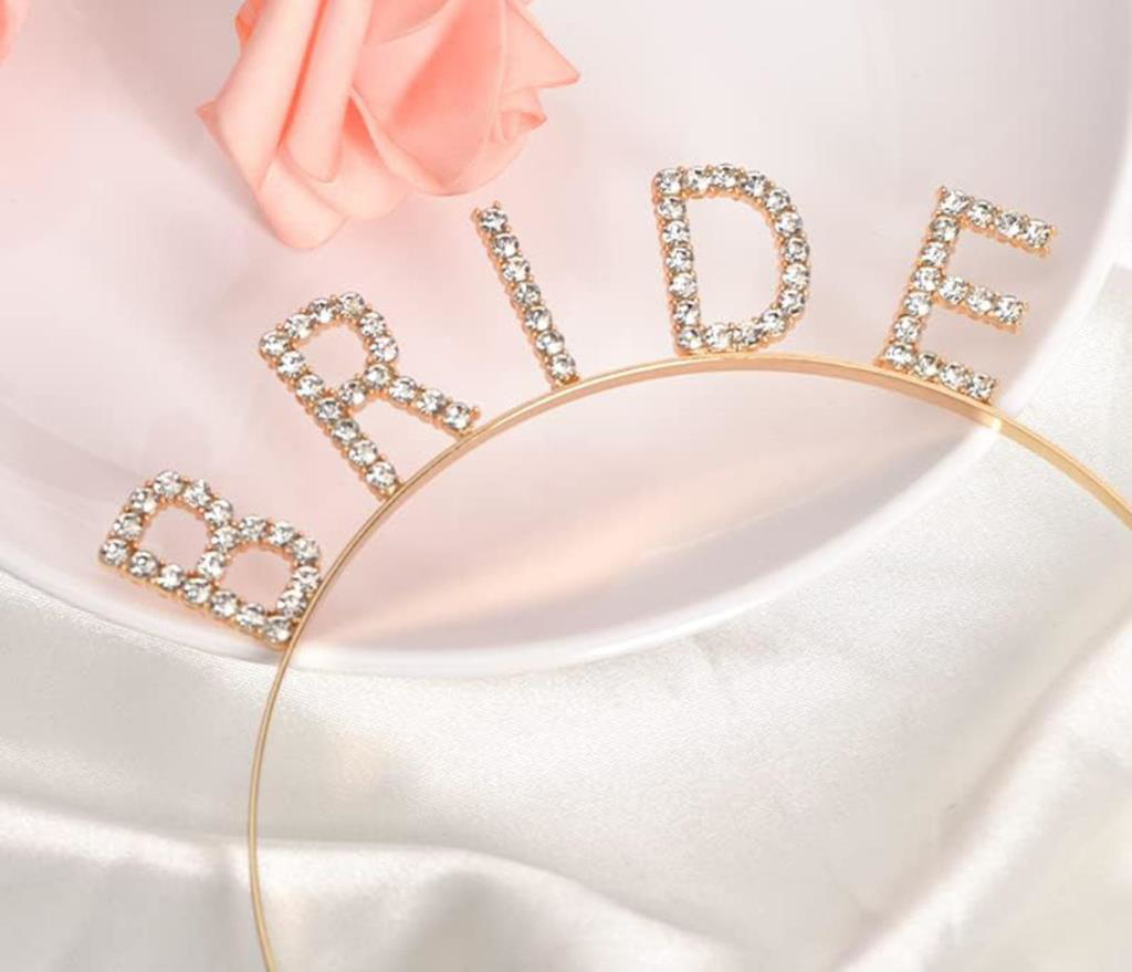 Nessiworld Altın Gold Renk Bekarlığa Veda Kristal Taş Bride Tacı 