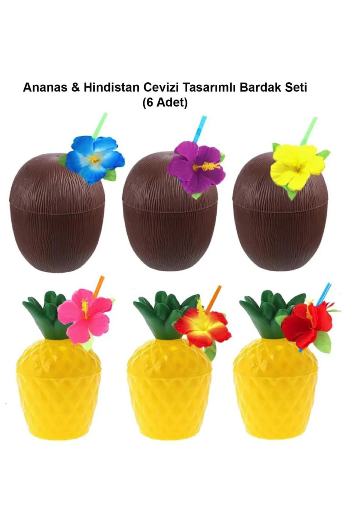 Nessiworld Ananas &amp; Hindistan Cevizi Tasarımlı Pipetli Bardak