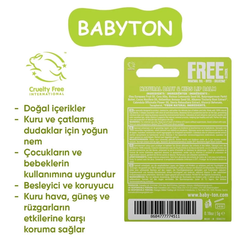 Nessiworld Babyton Bebek ve Çocuklar İçin Doğal Dudak Koruyucu Ba