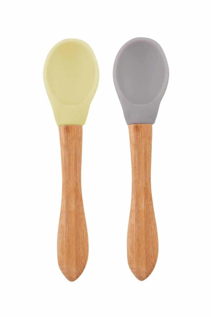 Nessiworld  Bambu Saplı Silikon Mama Kaşığı 2li Mellow Yellow / P