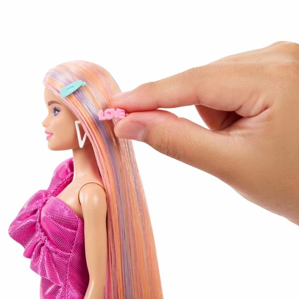 Nessiworld Barbie Upuzun Muhteşem Saçlı Bebekler Pembe Saçlı Bebe