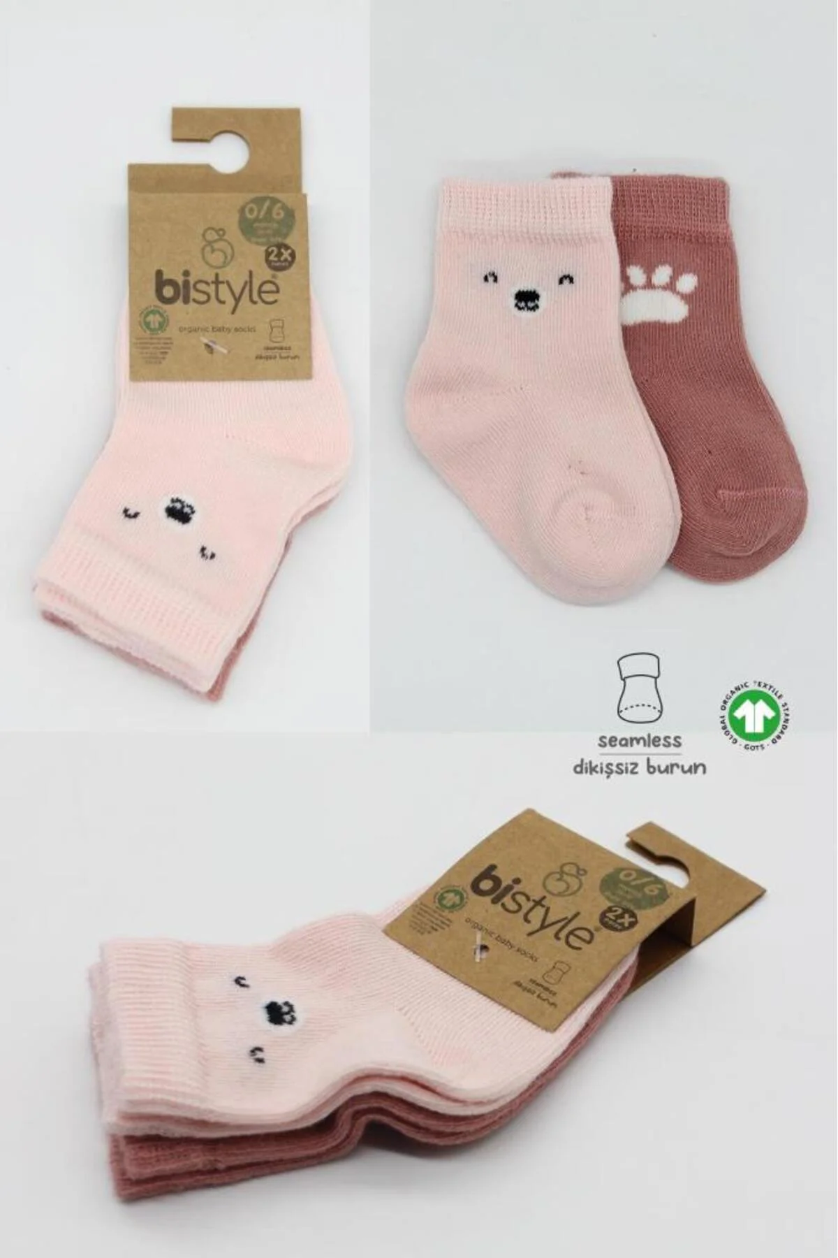 NessiWorld Bear Penye Soket Çorap 2'Li BS10116 Pembe(ADET FİYATIDIR)
