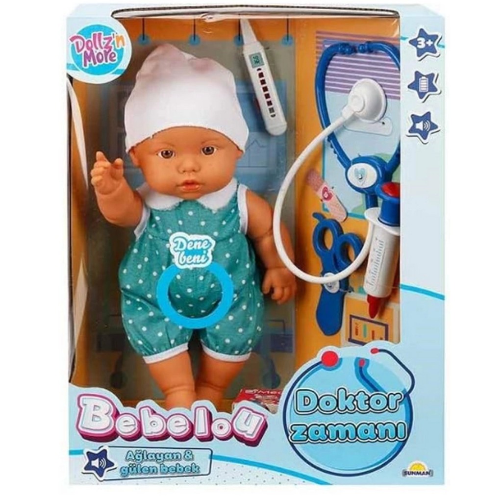 Nessiworld Bebelou Doktor Zamanı Sesli Bebek Seti 35 cm