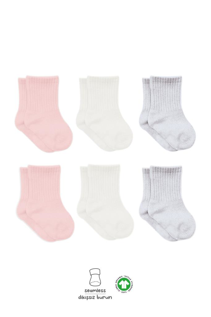 Nessiworld  Bistyle Basic Penye Soket Çorap 6'Lı BS10101B Pembe E