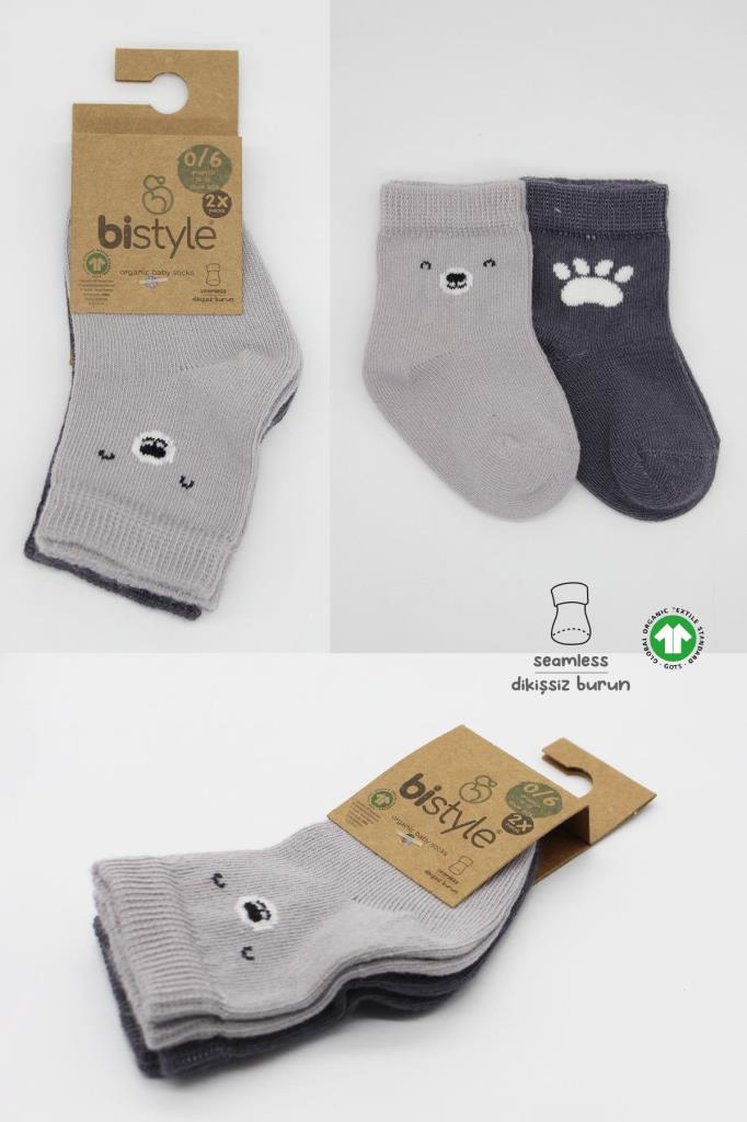 Nessiworld Bistyle Bear Penye Soket Çorap 2'Li BS10116 Gri