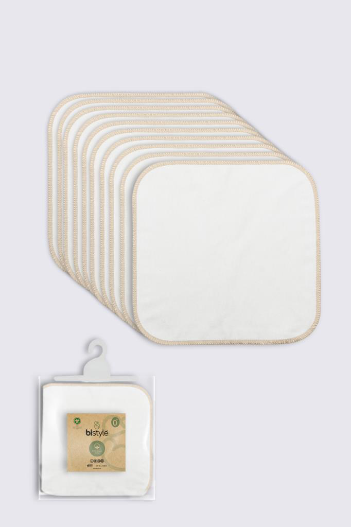 Nessiworld  Bistyle Organik 28x28 10'Lu Penye Mendil 90101 Ekru