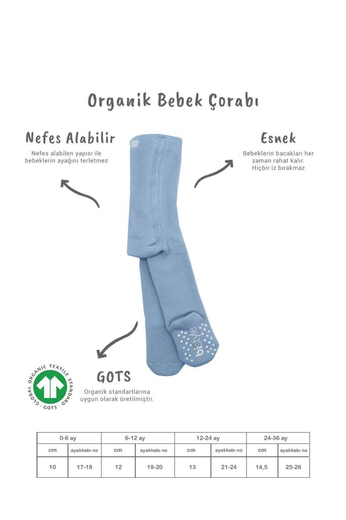 Nessiworld Bistyle Tekli Kaymaz Basic Külotlu Çorap BS50501B Mavi