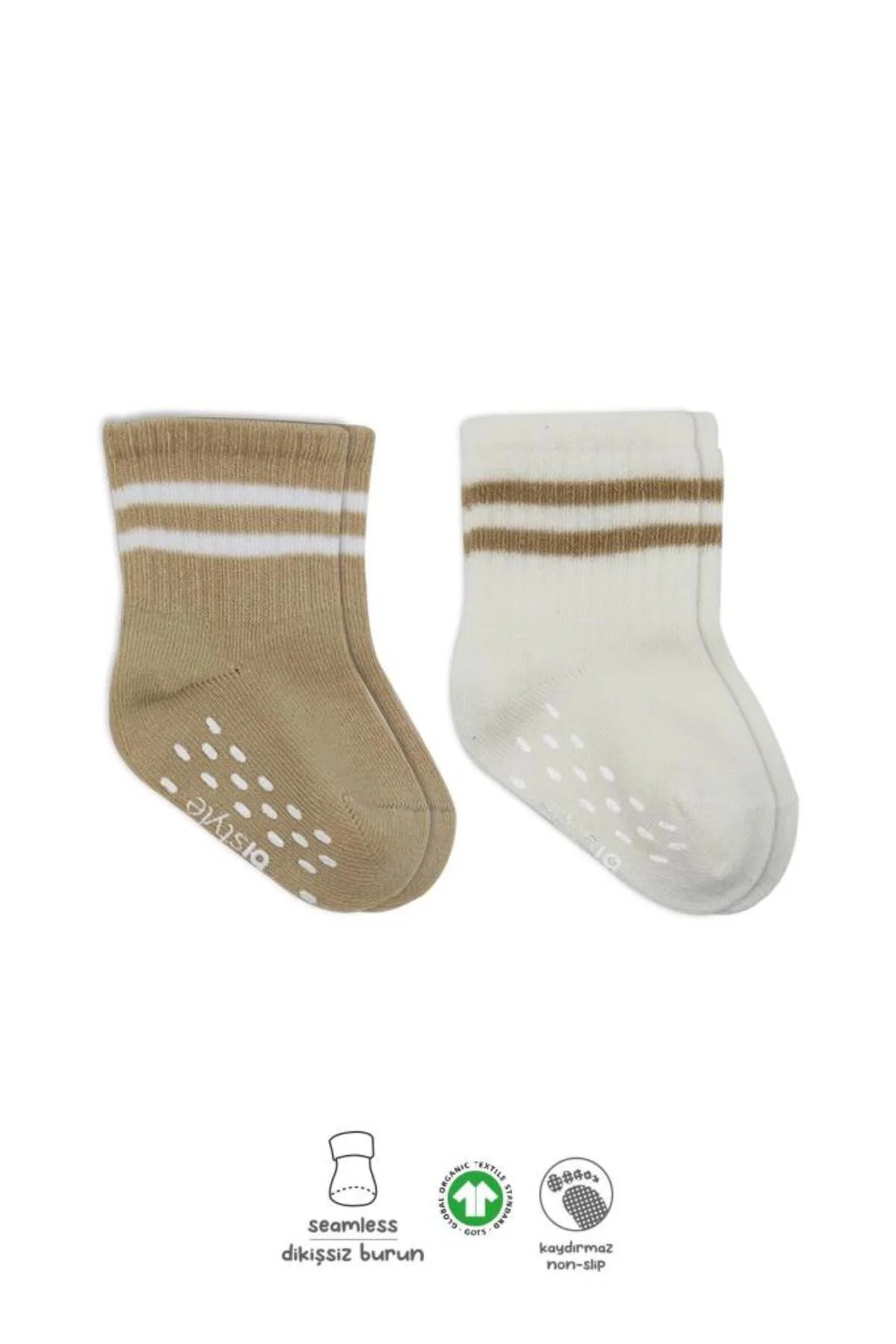 Nessiworld Bistyle Çemberli Kaymaz Soket Çorap 2'Li BS10125 Bej-E