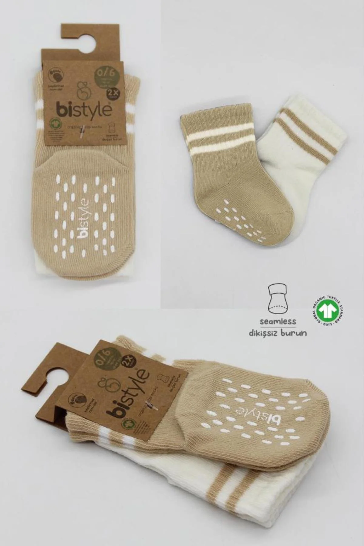 Nessiworld Bistyle Çemberli Kaymaz Soket Çorap 2'Li BS10125 Bej-E
