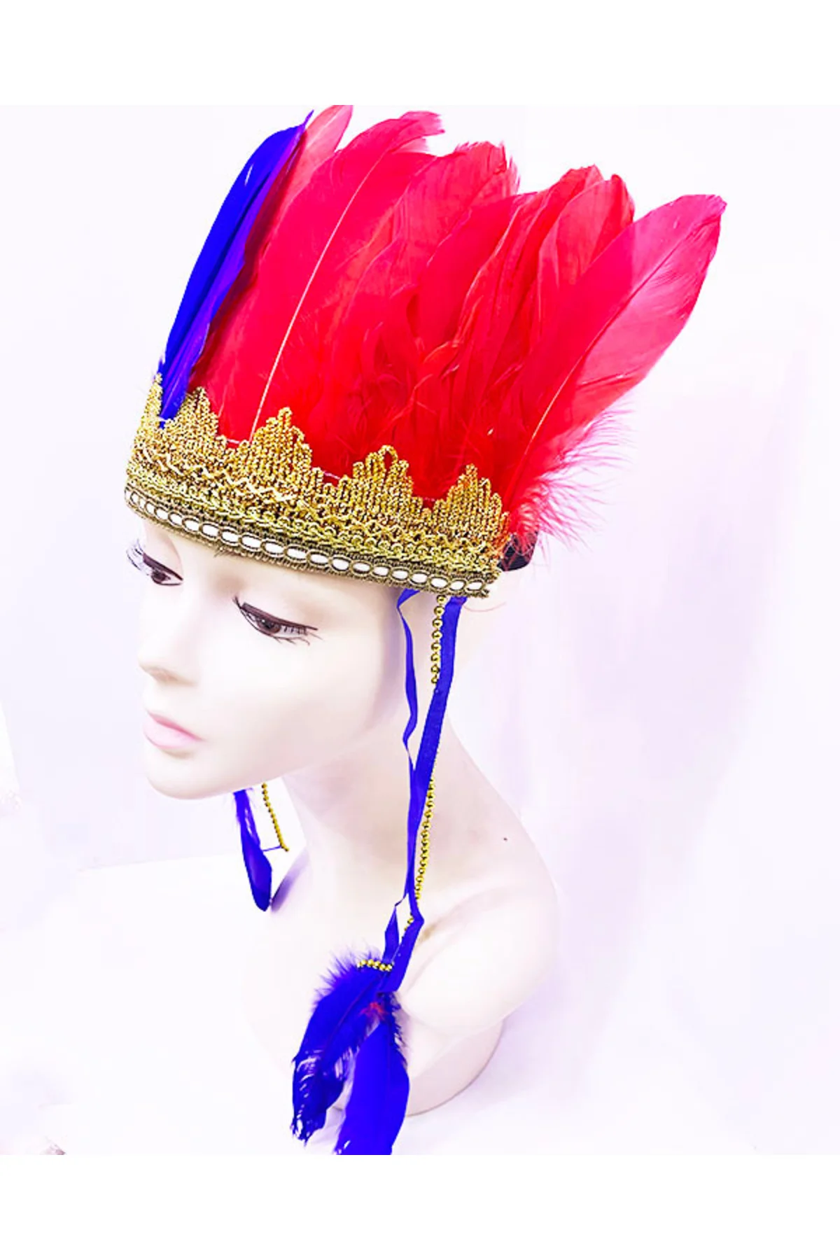 Nessiworld Bordo Mavi Renk Tüylü Kızılderili Başlığı | Taraftar B