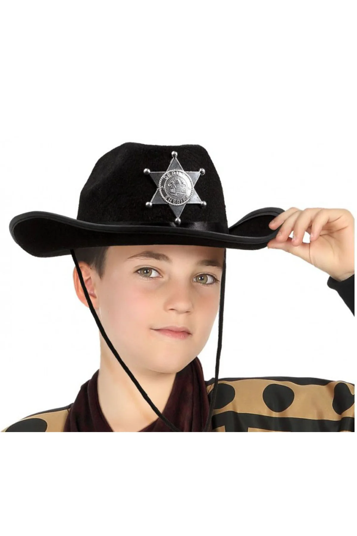 Nessiworld Çocuk Kovboy Şapkası Sheriff Şapkası Siyah Renk