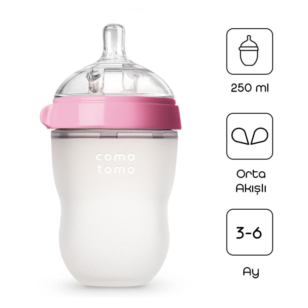 Nessiworld Comotomo Antikolik Silikon Biberon 250 ml 3-6 Ay Pembe Nessiworld Comotomo Antikolik Silikon Biberon 250 ml 3-6 Ay Pembe