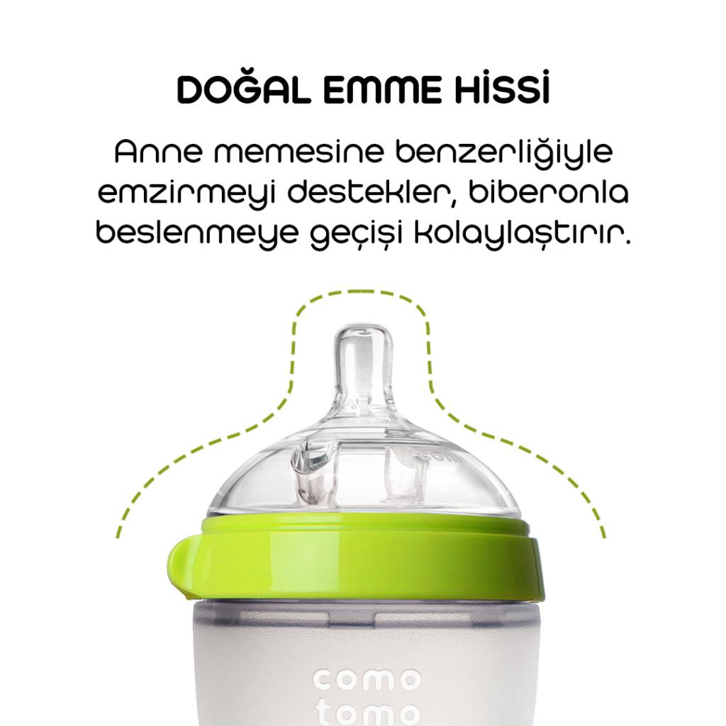 Nessiworld Comotomo Antikolik Silikon Biberon 150 ml 0-3 Ay Yeşil Nessiworld Comotomo Antikolik Silikon Biberon 150 ml 0-3 Ay Yeşil