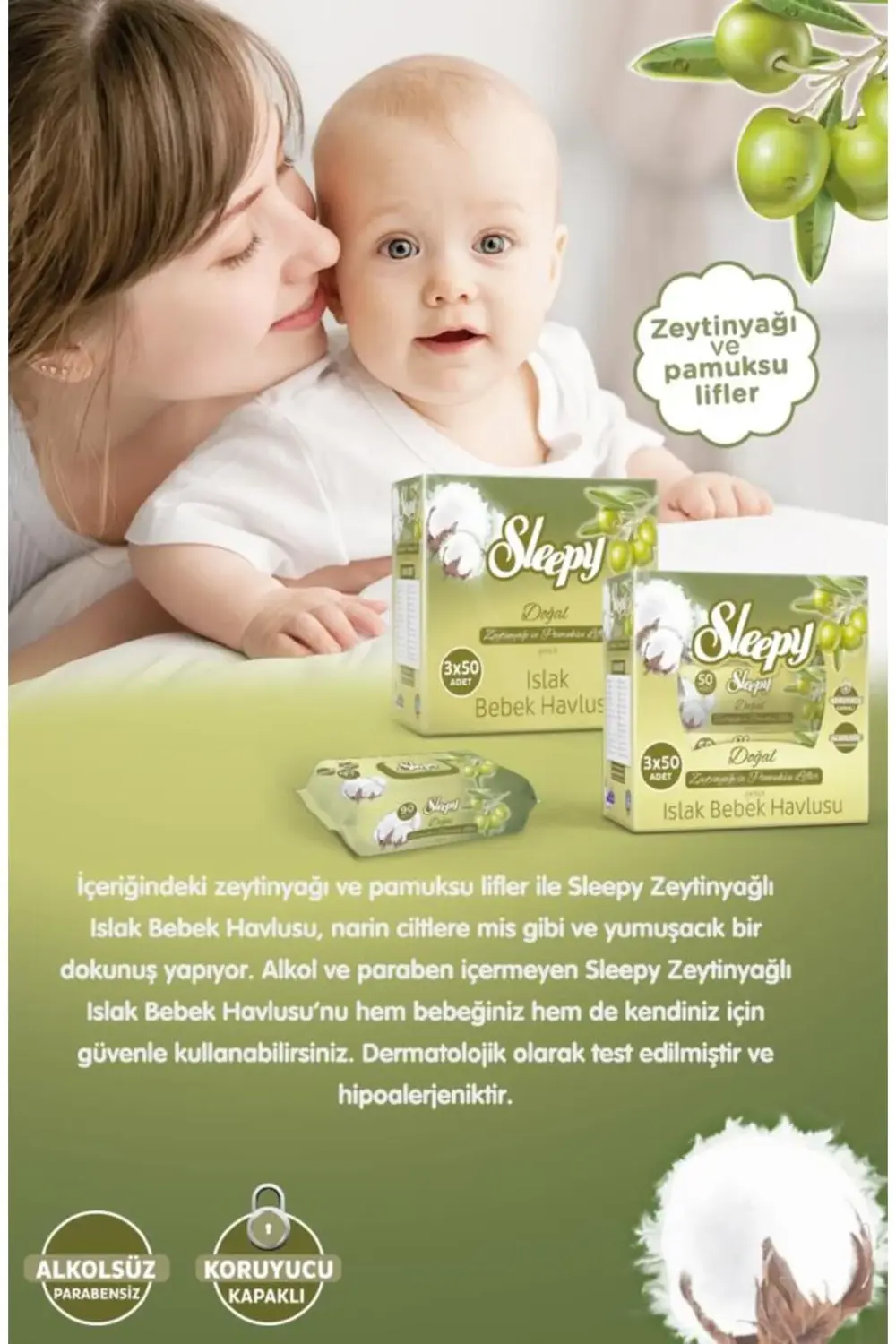 Nessiworld Doğal Zeytinyağlı Islak Havlu Mendil 90 Adet