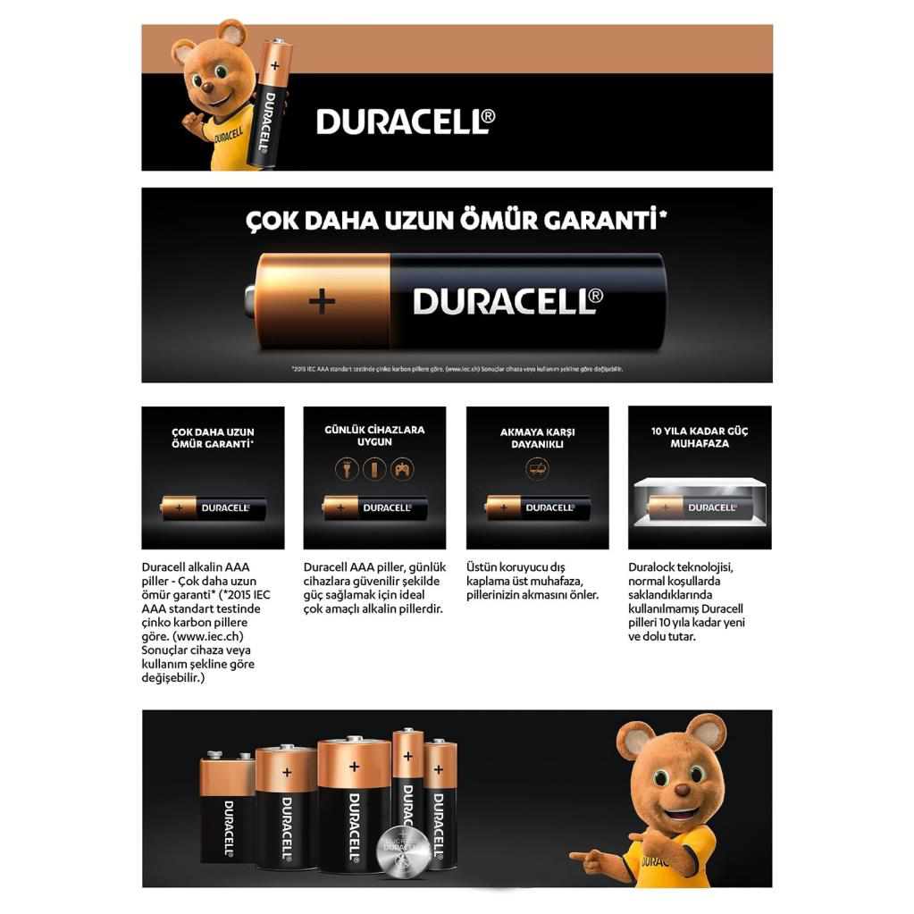 Nessiworld Duracell 6'Lı AAA İnce Kalem Pil