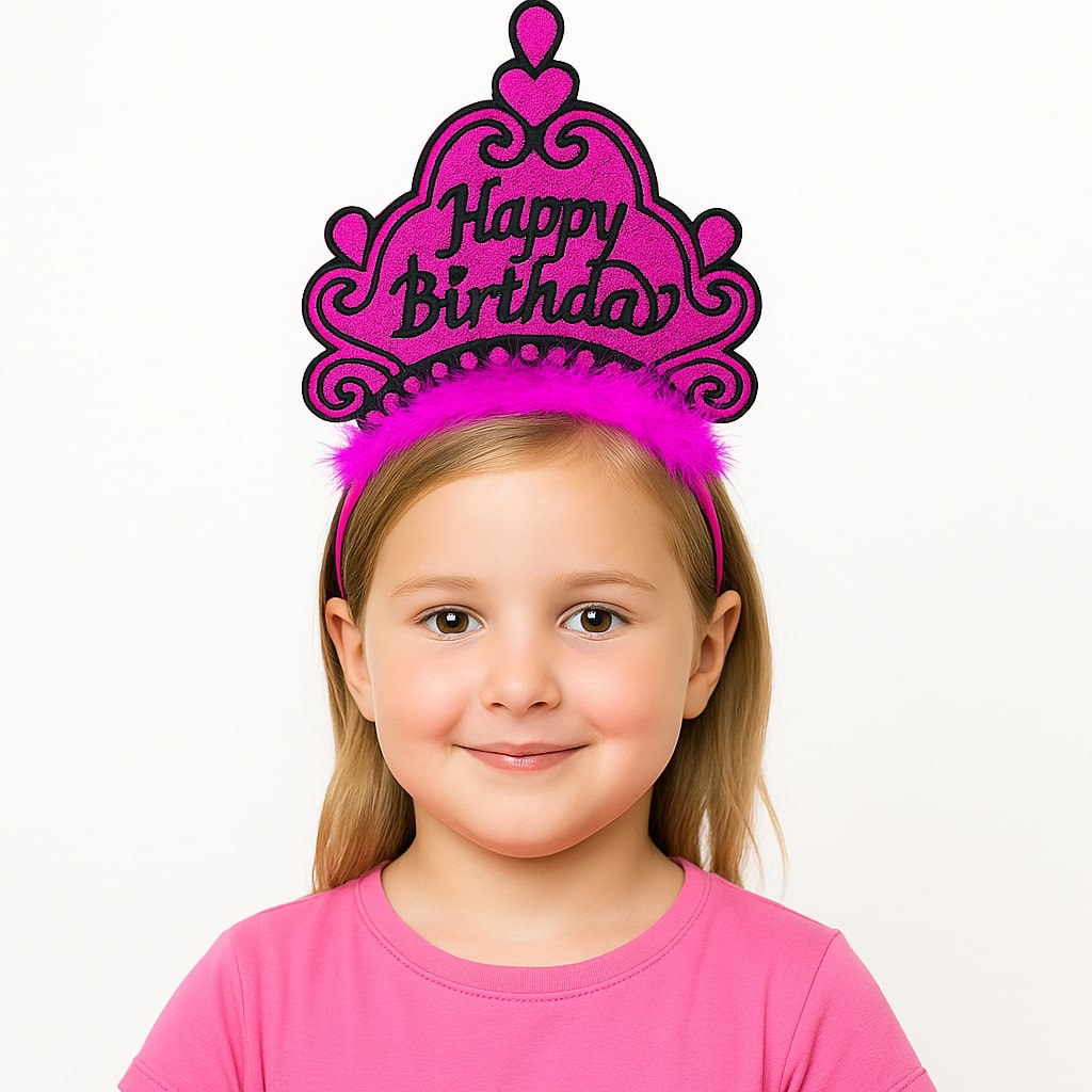 Nessiworld Fuşya Happy Birthday Prenses Tacı – Doğum Günü Taç Aks