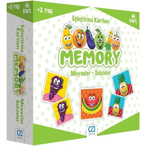 Nessiworld  Games Memory Eşleştirme Kartları Meyve Sebzeler 48 Ka