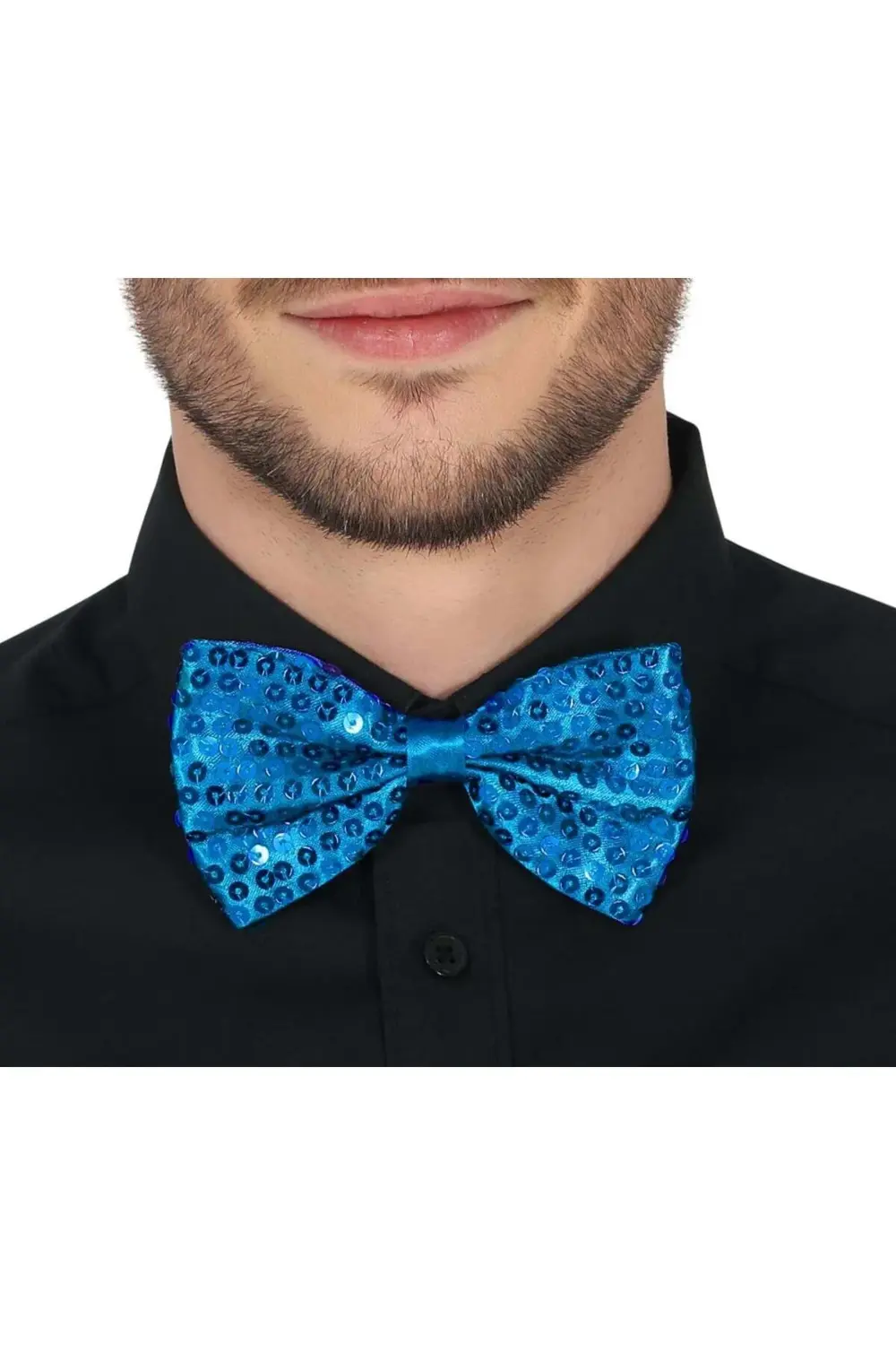 Nessiworld Gece Işıltısı Açık Mavi Turkuaz Payetli Pullu Papyon 7