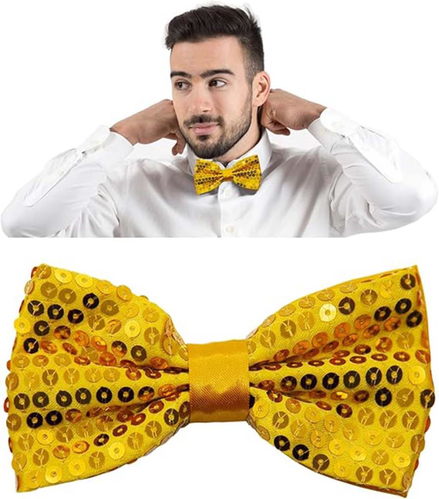 Nessiworld Gece Işıltısı Altın Payetli Pullu Papyon 7x2 cm Nessiworld Gece Işıltısı Altın Payetli Pullu Papyon 7x2 cm