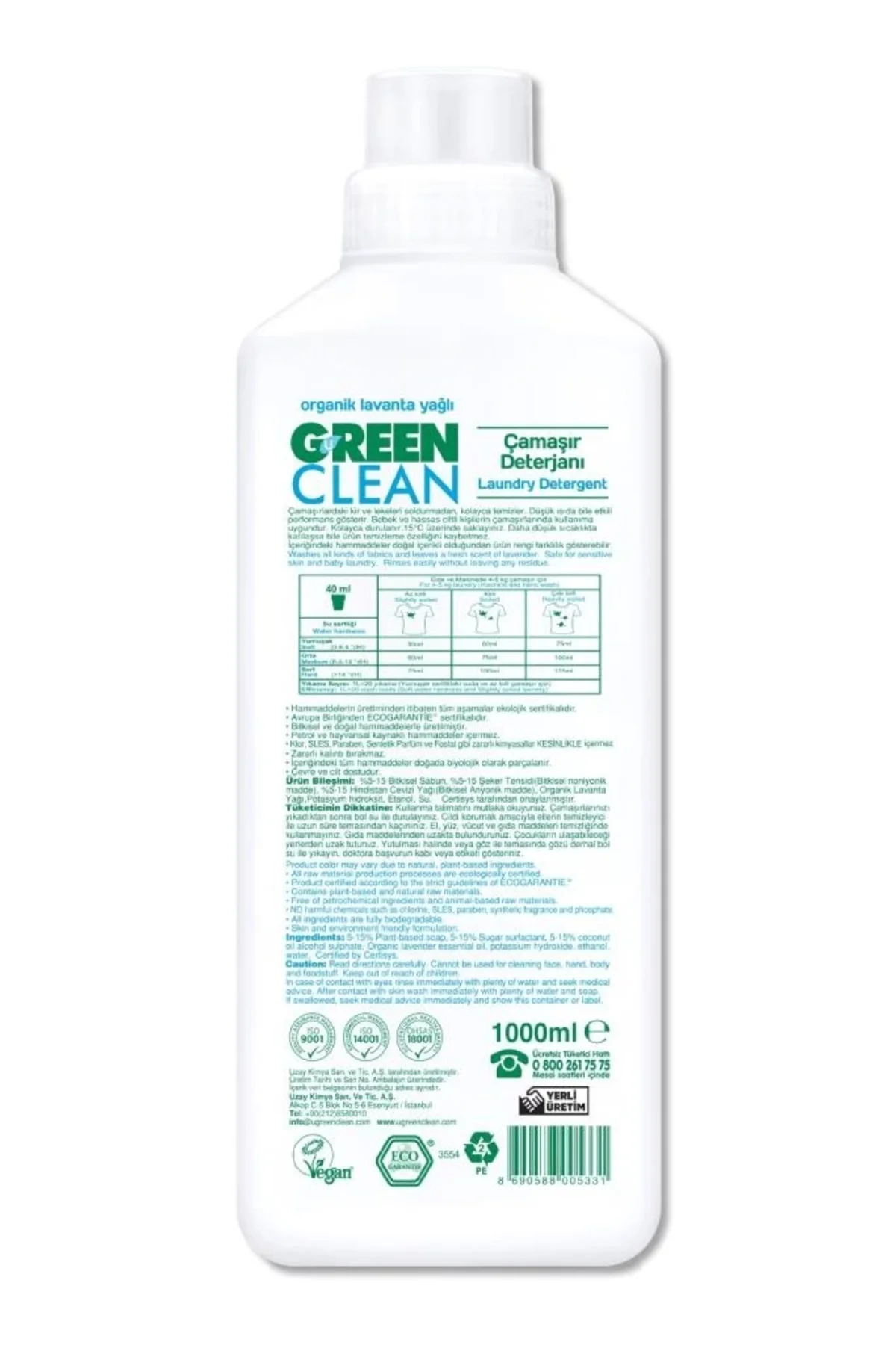Nessiworld Green Clean Bitkisel Çamaşır Deterjanı 1000 ml (20 YIK