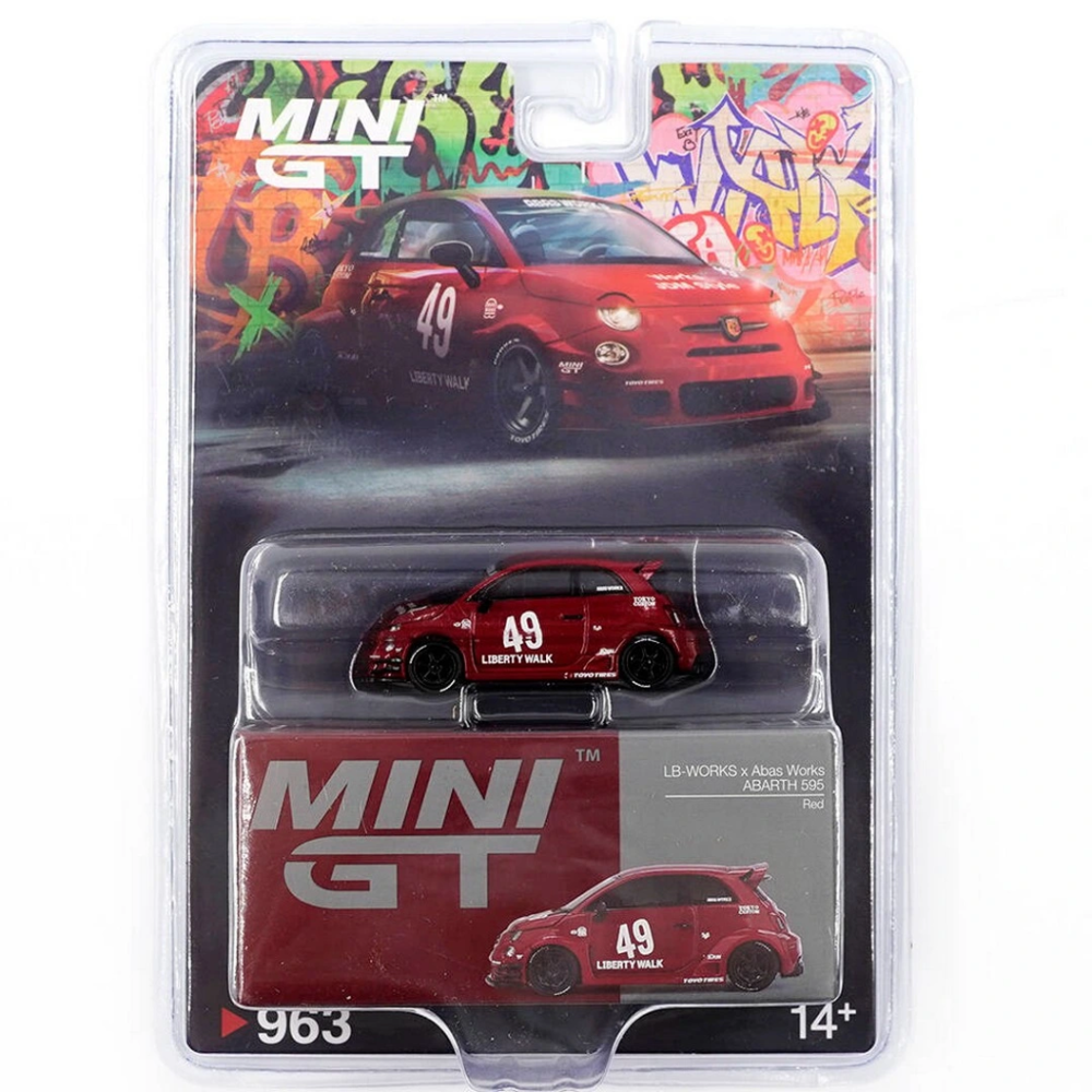 NessiWorld GT 1/64 LB-WOR x Abas Works ABARTH 595 Red - Blister P NessiWorld GT 1/64 LB-WOR x Abas Works ABARTH 595 Red - Blister P