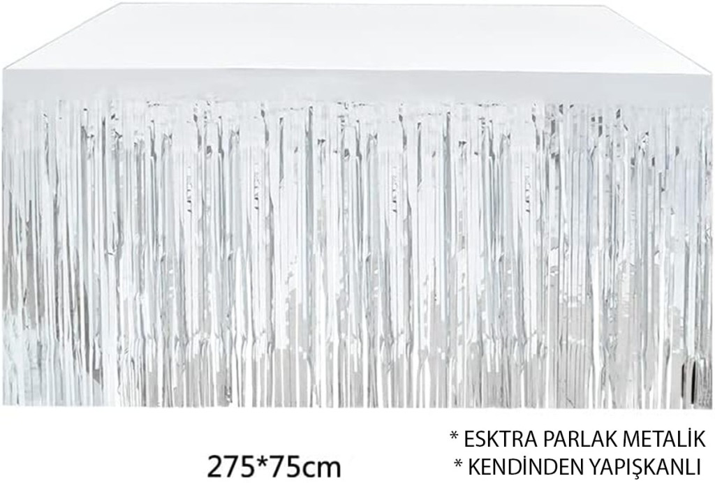 Nessiworld Gümüş Metalize Masa Eteği 275x75 cm – Kendinden Yapışk Nessiworld Gümüş Metalize Masa Eteği 275x75 cm – Kendinden Yapışk