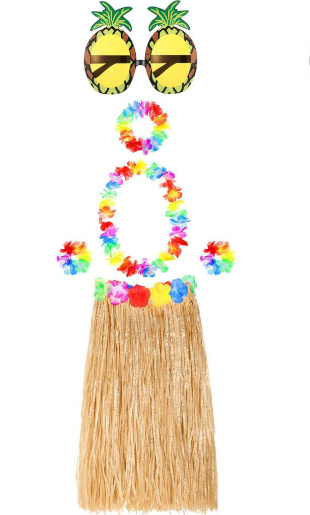 Nessiworld Hawaii Parti Kostüm Seti - 60 cm Hasır Etek, Çiçekli A Nessiworld Hawaii Parti Kostüm Seti - 60 cm Hasır Etek, Çiçekli A
