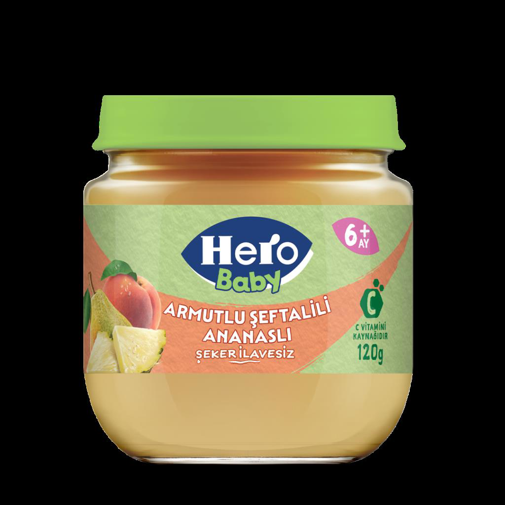 Nessiworld Hero Baby Armutlu Şeftalili Ananaslı Kavonoz Mama 120 
