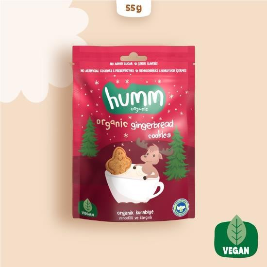 Nessiworld Humm Organik Zencefilli ve Tarçınlı Vegan Kurabiye 55 
