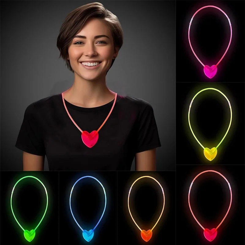 Nessiworld Karanlıkta Yanan Glow Stick Kalp Şekilli Kolye 6 Renk 6 Adet Diğer