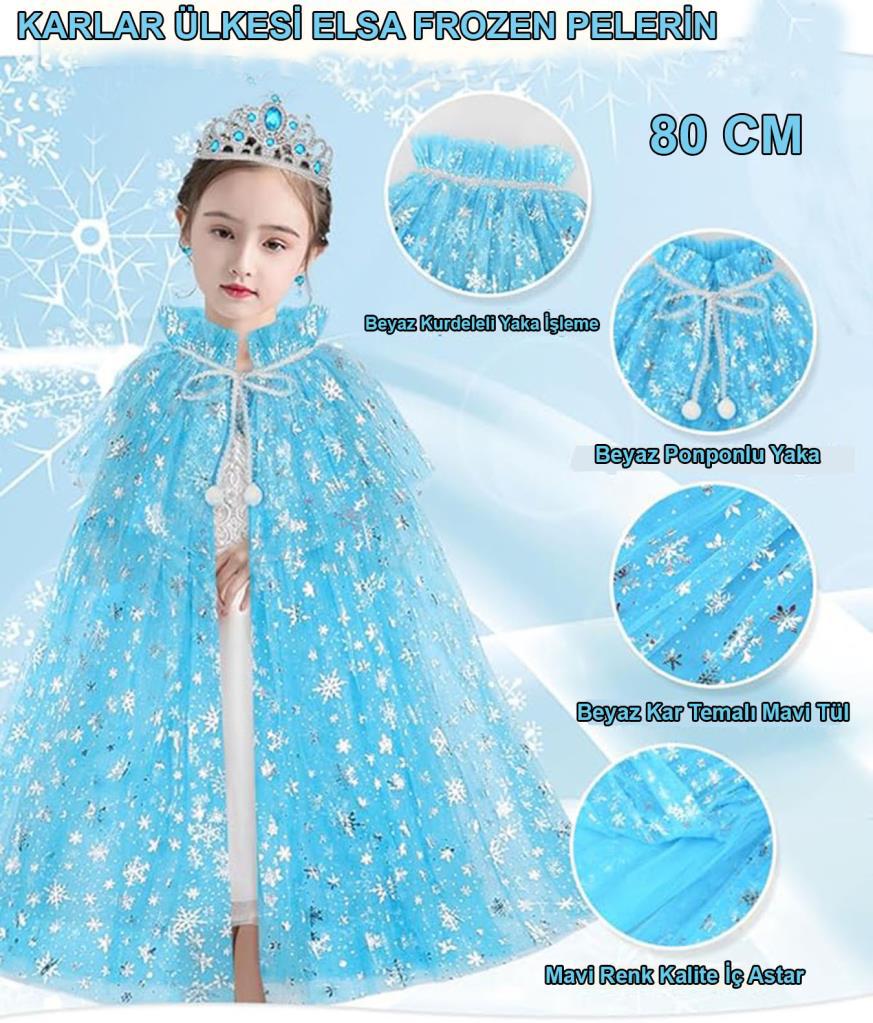 Just Cheap Store Karlar Ülkesi Elsa Frozen Mavi Pelerin – 80 cm K Just Cheap Store Karlar Ülkesi Elsa Frozen Mavi Pelerin – 80 cm K