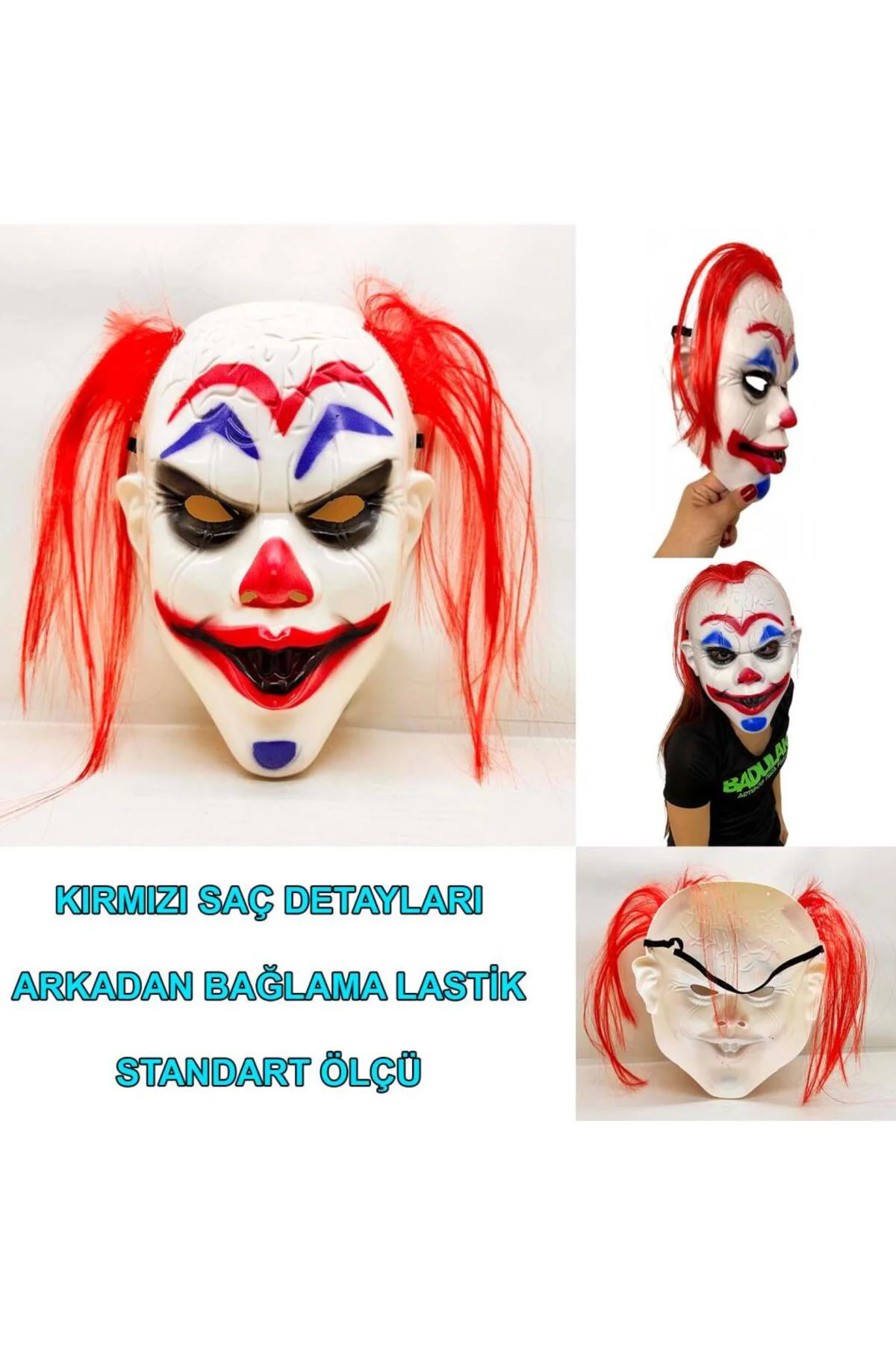 Nessiworld Kızıl Saçlı Joker Palyaço Maskesi